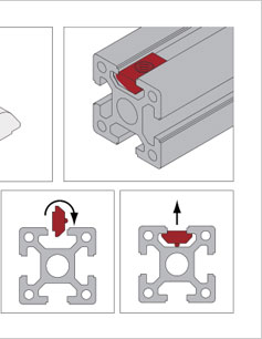 鋁型材專用彈性螺母安裝示意圖 鋁型材專用彈性螺母安裝示意圖