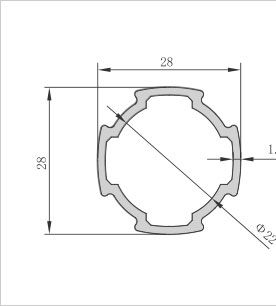 D28-A鋁合金精益管型材二維圖 D28-A鋁合金精益管型材二維圖