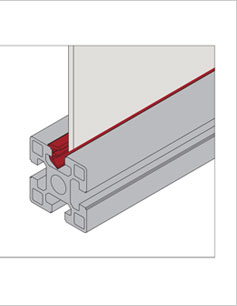 鋁型材雙耳槽條安裝示意圖 鋁型材雙耳槽條安裝示意圖