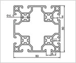 8080花孔鋁型材二維圖 8080花孔鋁型材二維圖